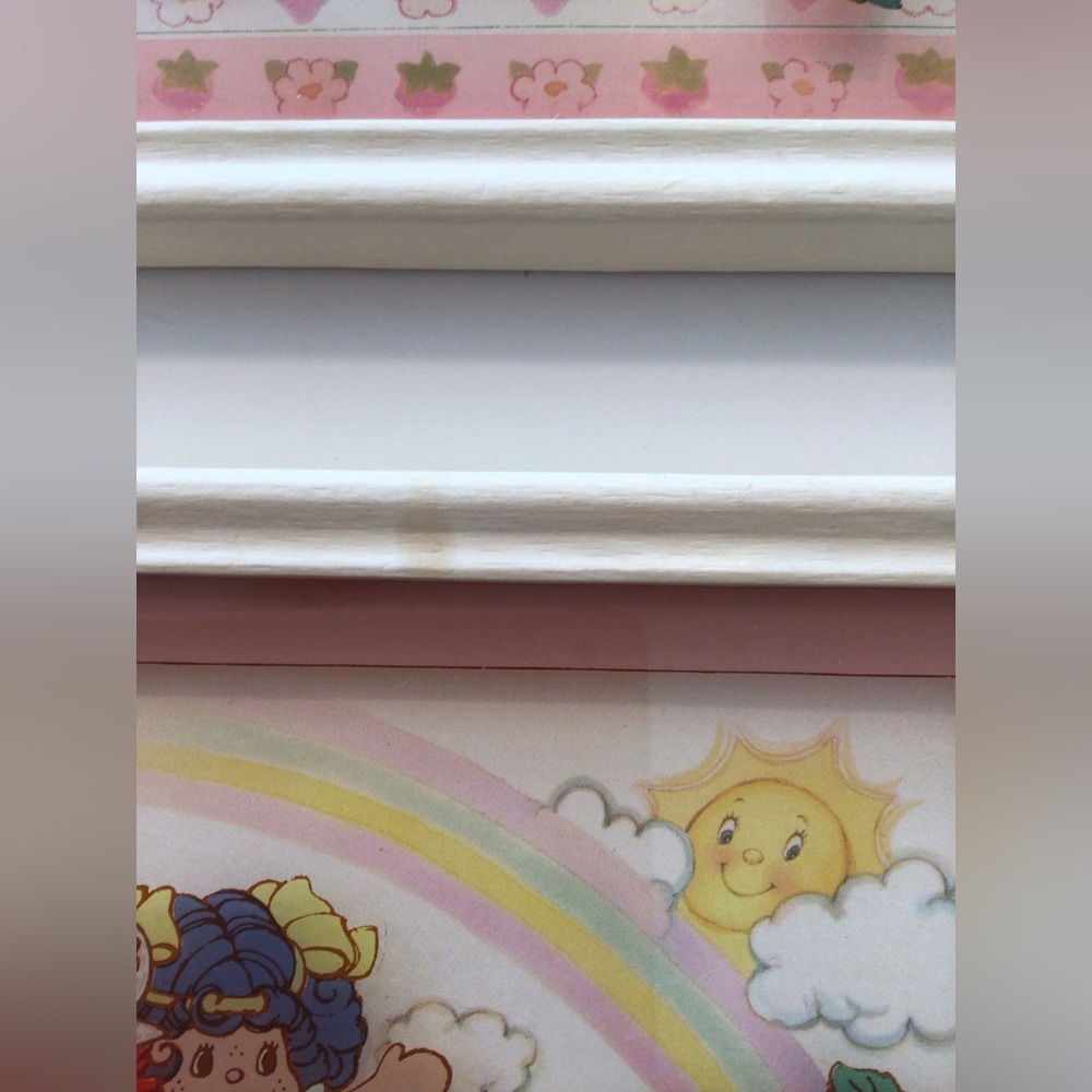 Set 4 Vintage Strawberry Shortcake Reverse Painted Glass Pictures 1980 ORIGINALS - Picture 7 of 14
